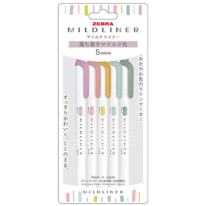 Zebra Mildliner Calm Couleur Douce - Lot de 5