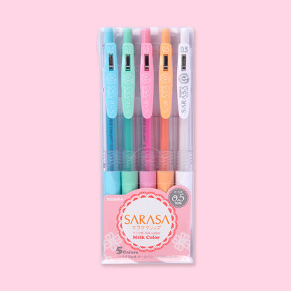 Zebra Sarasa Clip 0.5mm - Milk 5 Color Set