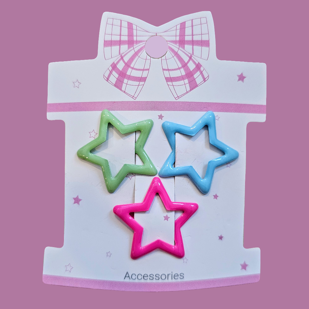 Pastel Star Hair Clips - Kawaii Accessories - Set of 3