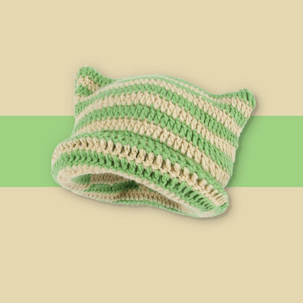 Cat Beanie - Pink & Brown - Stripped Hat