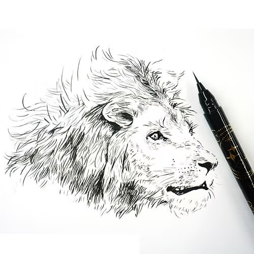 Kuretake ai Liner, stylo pinceau ultra fin, noir, certifié AP, parfait pour les expressions délicates en illustration, lettrage à la main, fabriqué au Japon