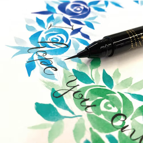 Kuretake ai Liner, stylo pinceau ultra fin, noir, certifié AP, parfait pour les expressions délicates en illustration, lettrage à la main, fabriqué au Japon