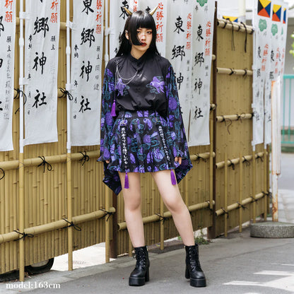 Mini-jupe ACDC RAG Ochimizu - Noir/Violet et Noir/Gris