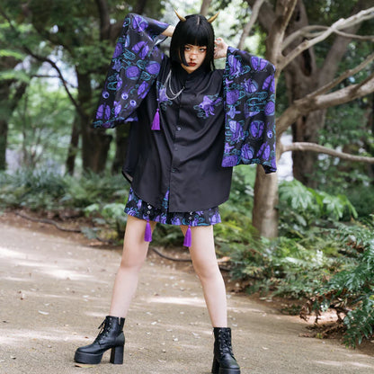 Mini-jupe ACDC RAG Ochimizu - Noir/Violet et Noir/Gris