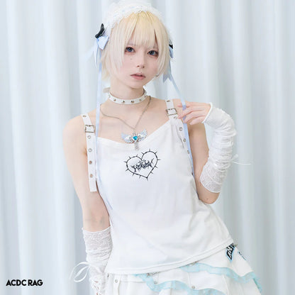 Débardeur ACDC RAG Angel Punk - Blanc/Bleu pastel