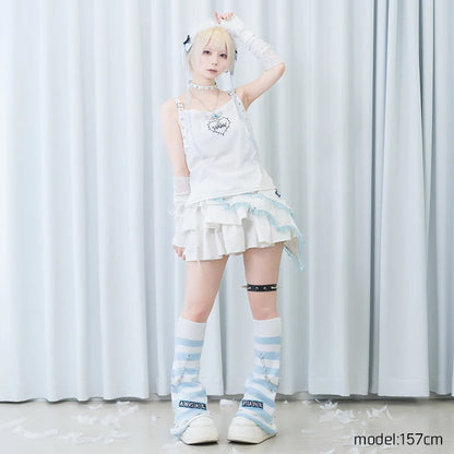 Débardeur ACDC RAG Angel Punk - Blanc/Bleu pastel