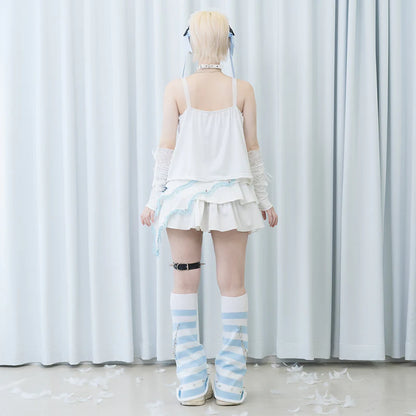 Débardeur ACDC RAG Angel Punk - Blanc/Bleu pastel