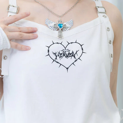 Débardeur ACDC RAG Angel Punk - Blanc/Bleu pastel