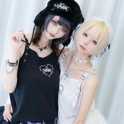 Débardeur ACDC RAG Angel Punk - Blanc/Bleu pastel