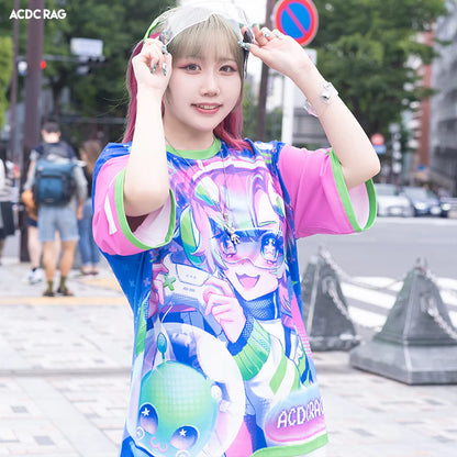 T-shirt ACDC RAG Neon Arcade - Bleu