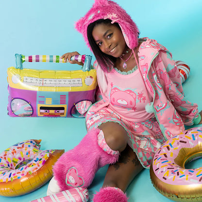 Sweat à capuche zippé ACDC RAG Gloomy x Sophie Powers Candy – Rose/Menthe