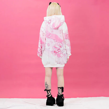 Sweat à capuche ACDC RAG Ours endormi - Rose