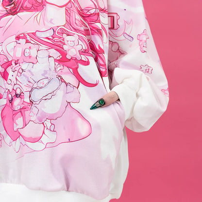 Sweat à capuche ACDC RAG Ours endormi - Rose