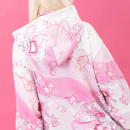 Sweat à capuche ACDC RAG Ours endormi - Rose