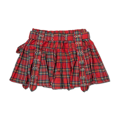 ACDC RAG Pleated Skirt Pants - Black & Red Tartan