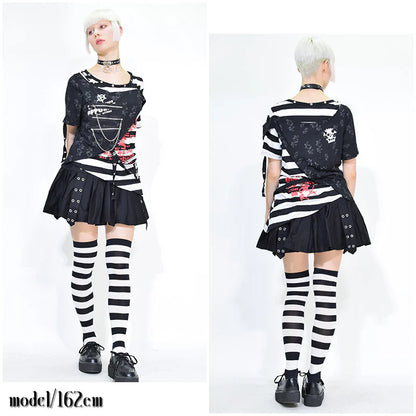 ACDC RAG Pleated Skirt Pants - Black & Red Tartan