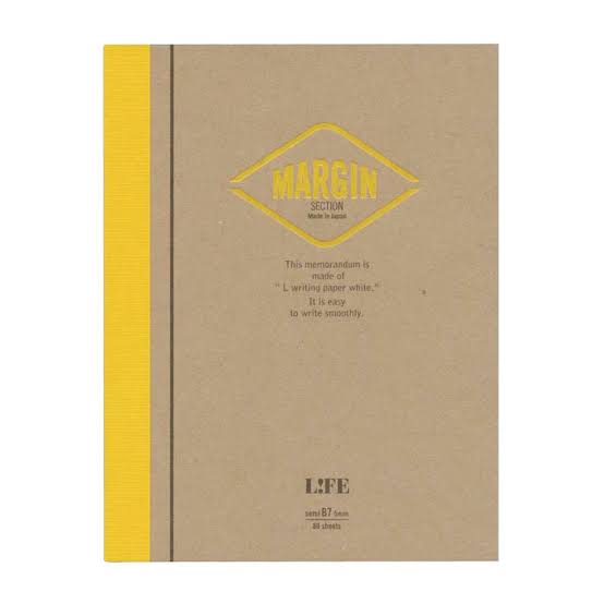 PRE-ORDER! Life Margin - B7 Notebook - 5mm Square - 80 Grid Sheets - Yellow N730
