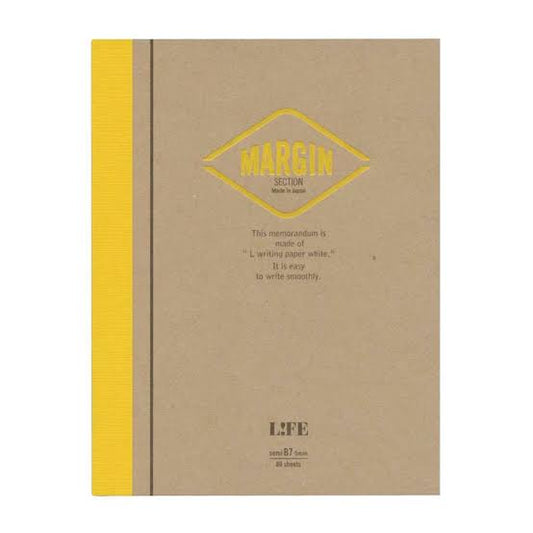 PRE-ORDER! Life Margin - B7 Notebook - 5mm Square - 80 Grid Sheets - Yellow N730