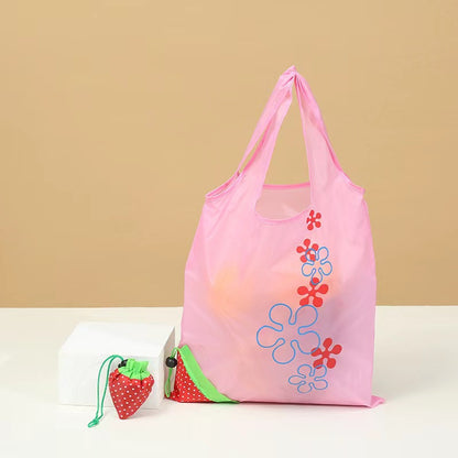 Foldable Strawberry Reusable Shopping Bag - Compact Eco-Friendly Tote Bag