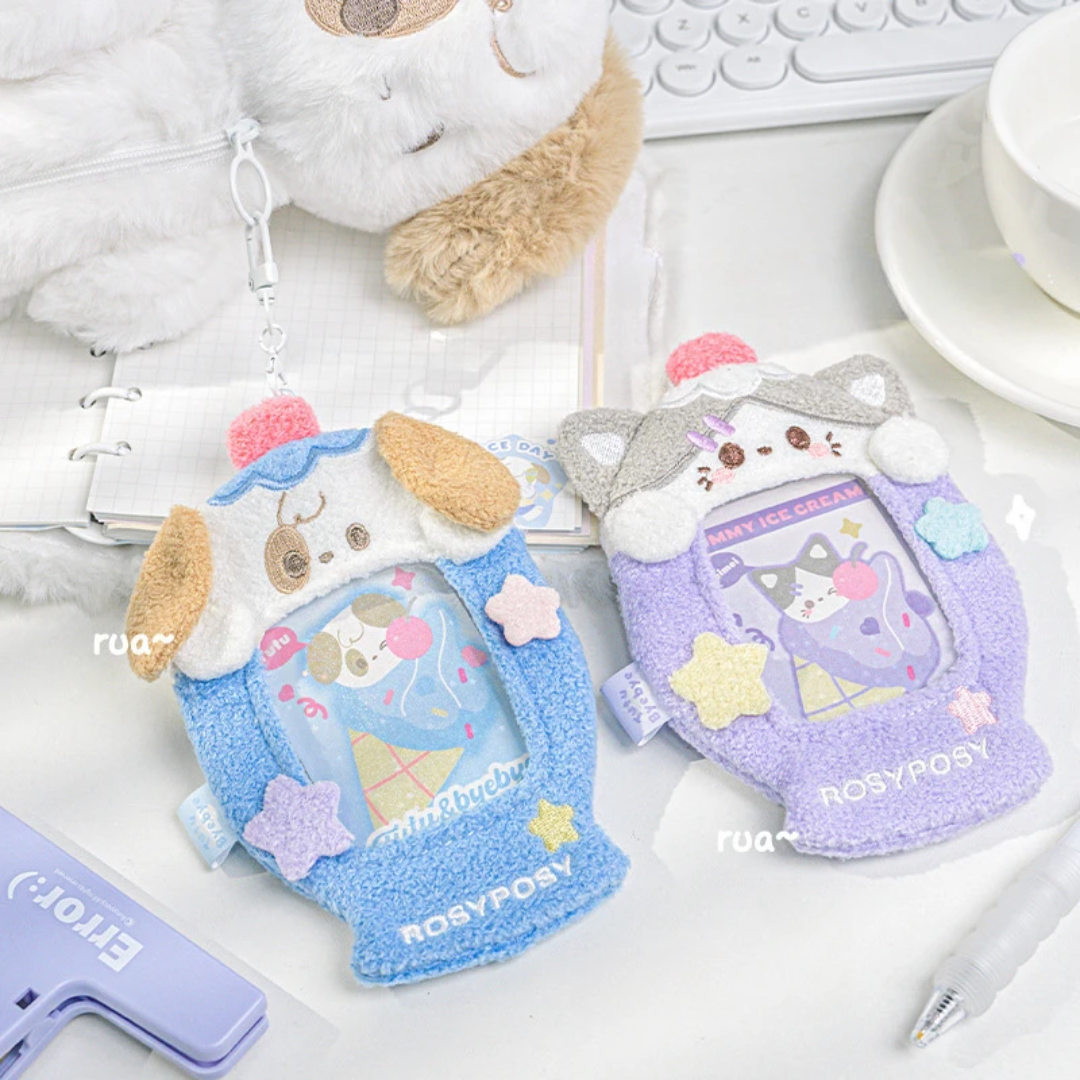 (NEW ARRIVAL) Photocard Keychain Card Holder – Sweet & Fluffy Gelato Plush ID Pouches