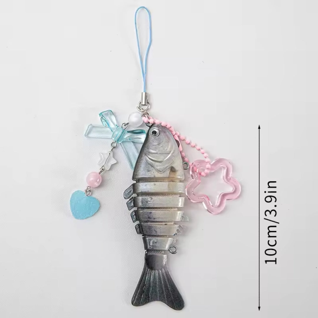 Handmade Articulated Sardine Fish Keychain