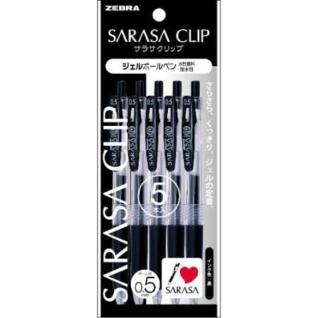 Zebra Sarasa Clip 0.5mm - Ballpoint Pen Black Set of 5
