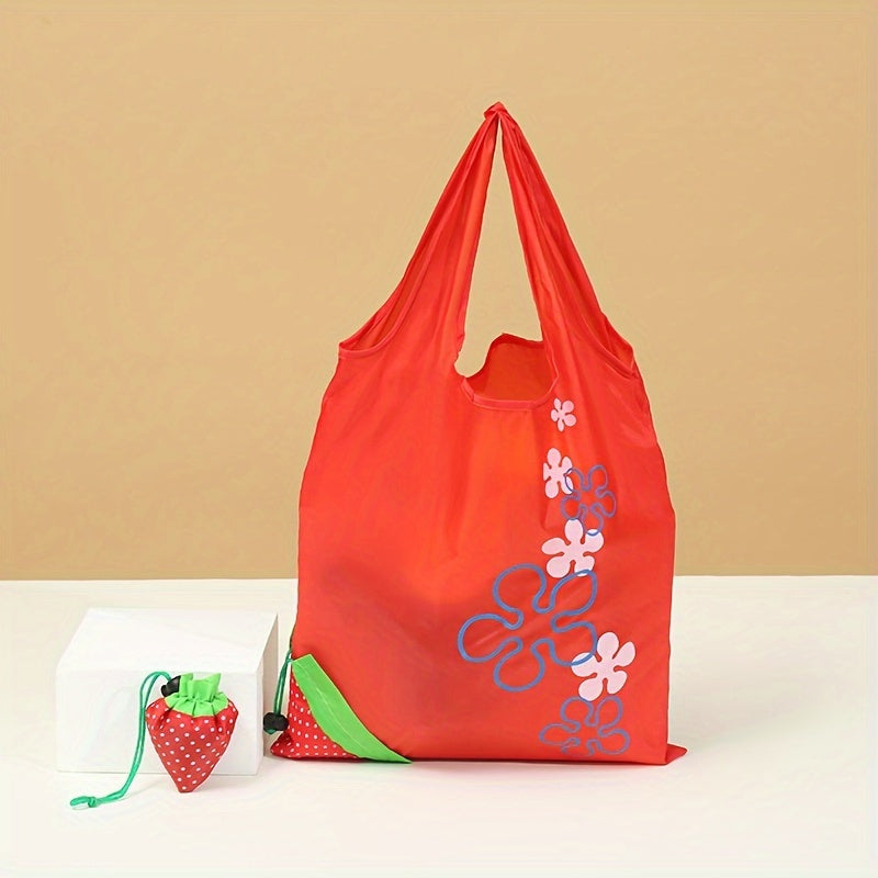 Foldable Strawberry Reusable Shopping Bag - Compact Eco-Friendly Tote Bag