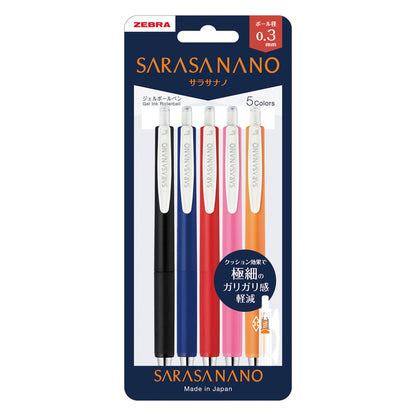 Zebra Sarasa Nano 0.3 - Set of 5 Colours