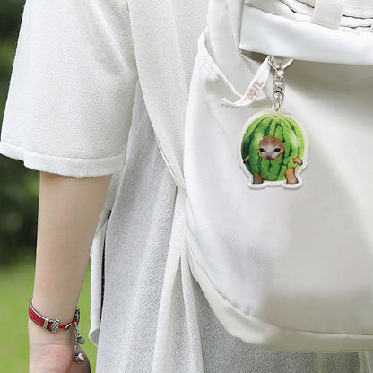 Meme Cat Food Fruit Faced Animal Acrylic Keychains