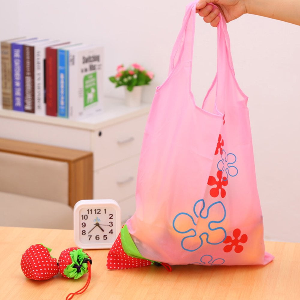 Foldable Strawberry Reusable Shopping Bag - Compact Eco-Friendly Tote Bag