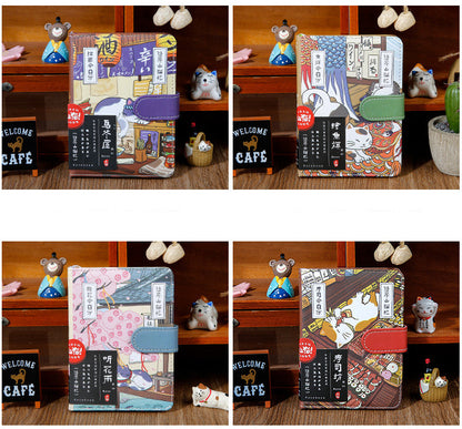 NEW! Cat Café Sketch & Story Notebook Gohobi Japanese Cat Magnetic Notebook Pocket Diary