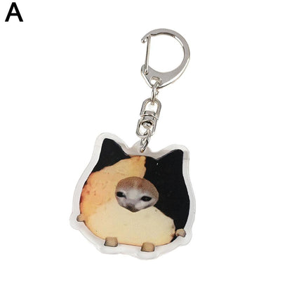 Meme Cat Food Fruit Faced Animal Acrylic Keychains