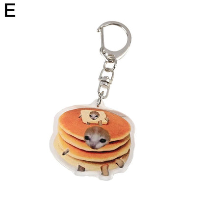 Meme Cat Food Fruit Faced Animal Acrylic Keychains