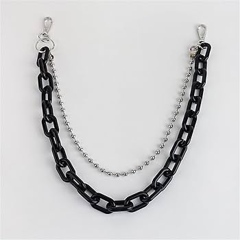 Chain Duo Pants Accessory -Midnight Black Acrylic & Silver Street Clip