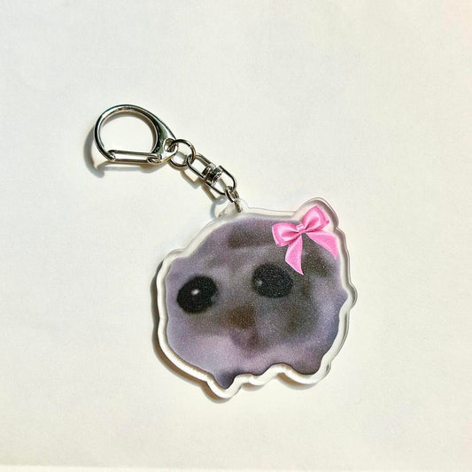 Blobby Cutie Keychain – “I’m Just a Girl” Sad Hamster