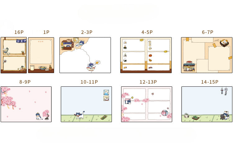 NEW! Cat Café Sketch & Story Notebook Gohobi Japanese Cat Magnetic Notebook Pocket Diary