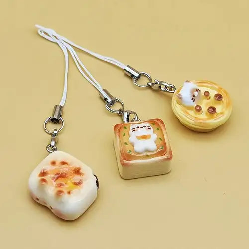 Dim Sum Food Kitty Cat Paws-Up Toast Phone Charms