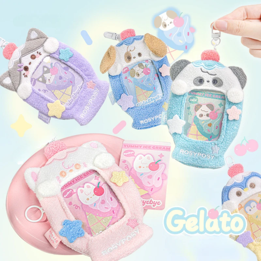 (NEW ARRIVAL) Photocard Keychain Card Holder – Sweet & Fluffy Gelato Plush ID Pouches