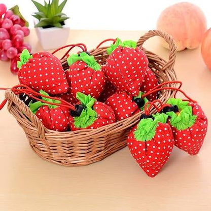 Foldable Strawberry Reusable Shopping Bag - Compact Eco-Friendly Tote Bag