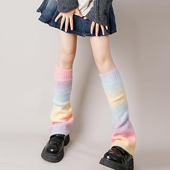 Knit Leg Warmers - Gradient Rainbow
