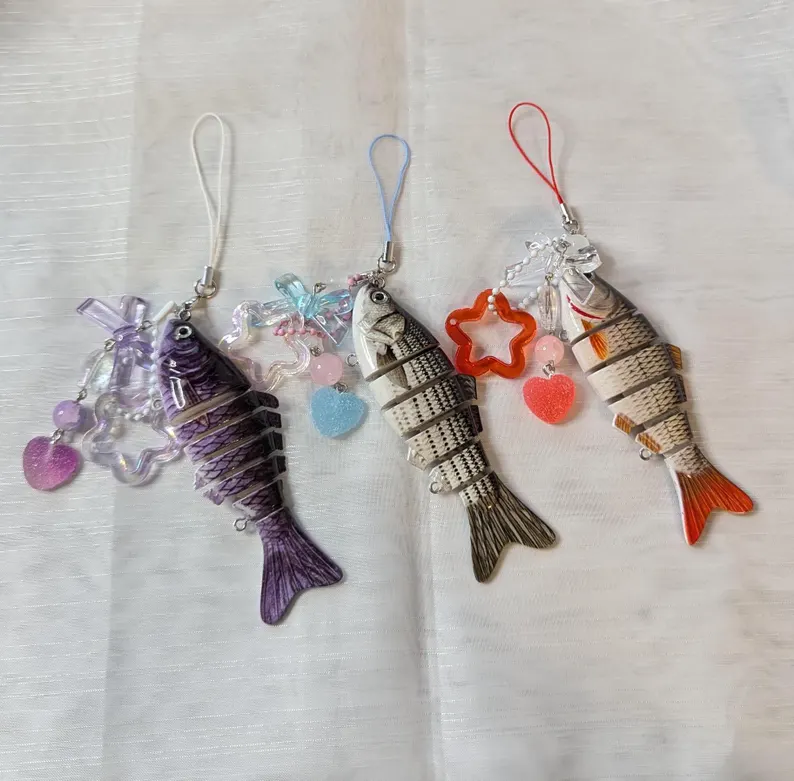 Handmade Articulated Sardine Fish Keychain