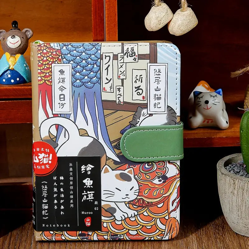 PRE-ORDER! Cat Café Sketch & Story Notebook Gohobi Japanese Cat Magnetic Notebook Pocket Diary