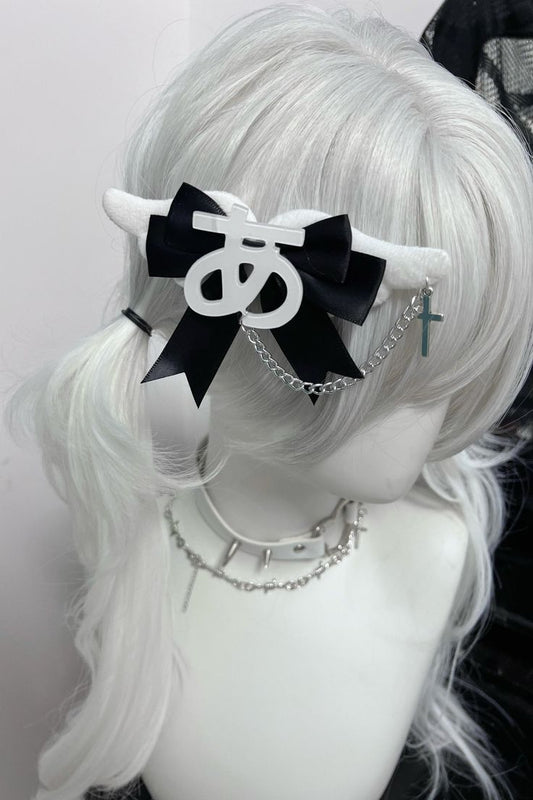 Black Angel Bow Hair Clip - Harajuku Lolita Accessory