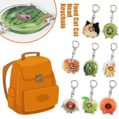 Meme Cat Food Fruit Faced Animal Acrylic Keychains