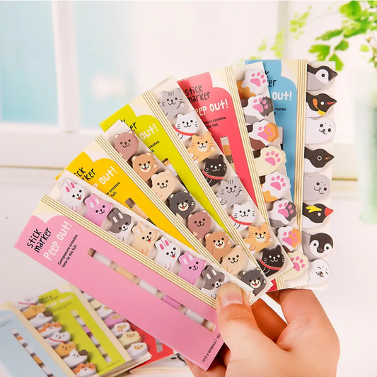 (COMING SOON) Sticky Page Markers, Adorable Animal  – “Peep Out!” Series 🐾📚