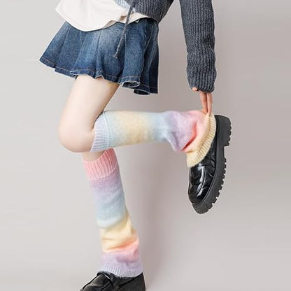 Knit Leg Warmers - Gradient Rainbow
