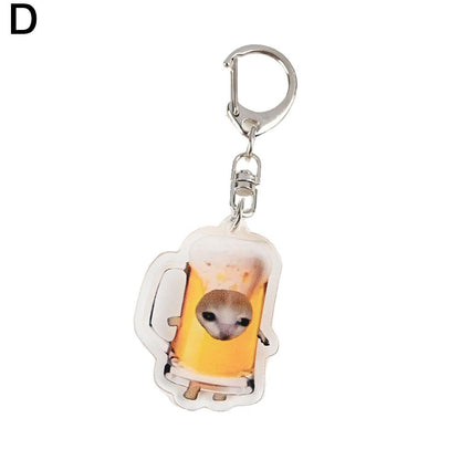 Meme Cat Food Fruit Faced Animal Acrylic Keychains