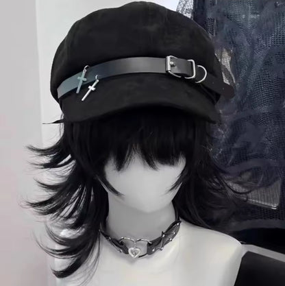 Gothic Cross Buckle Beret Hat