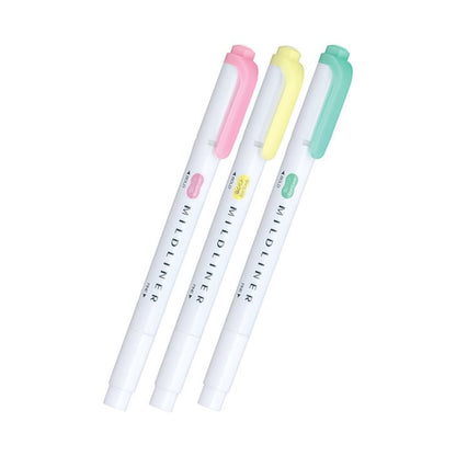 Zebra Mildliner - Double Ended Highlighter – Milky Set of 3
