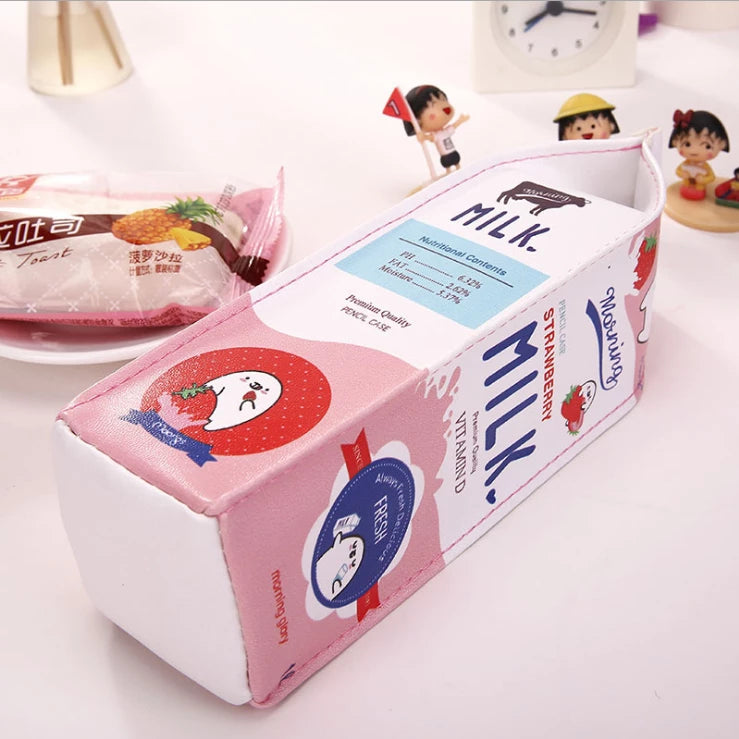 Trousse Kawaii Carton Milk Box - Fraise, Banane & Original
